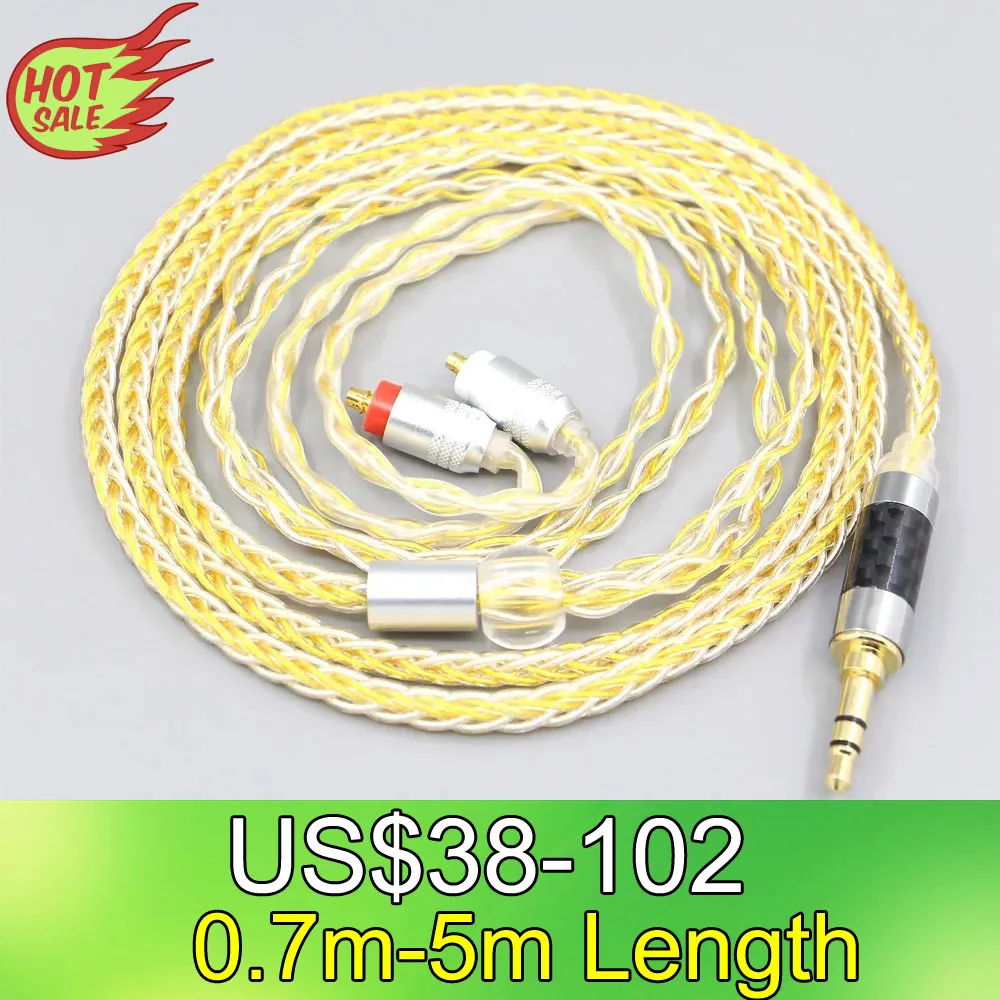 LN007311 8-core OCC Srebro-pozlaćena kabel za slušalice u cijevi pletenice za Sony IER-M7 IER-M9 IER-Z1R